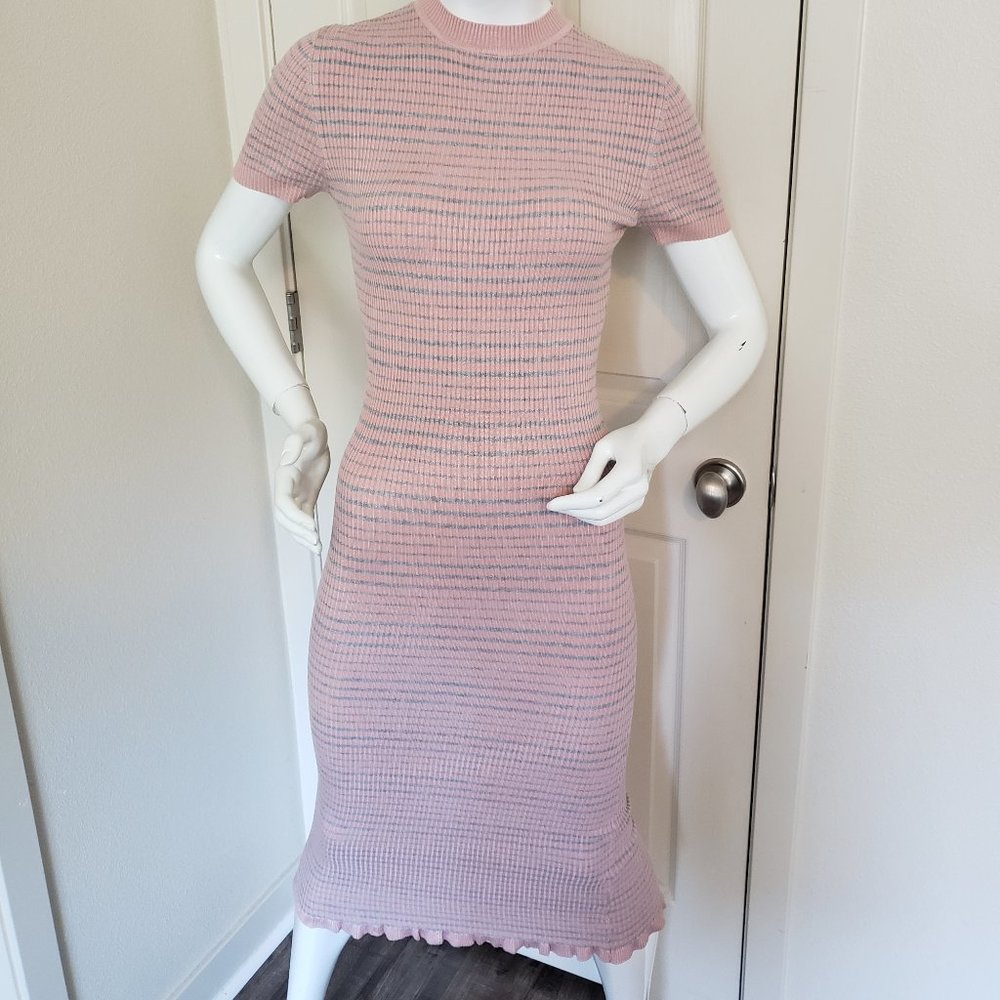 NO COMMENT LARGE KNIT BODYCON PINK AND GREY NWT